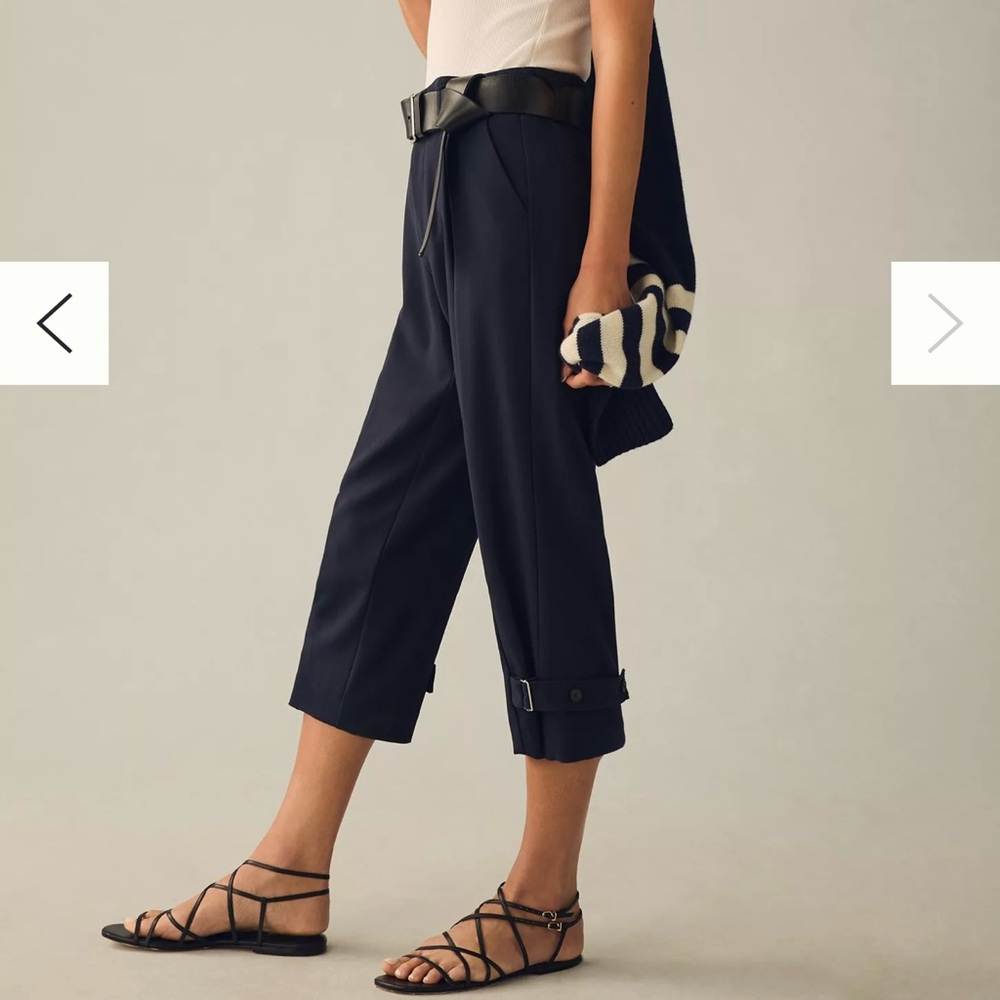 Maeve by Anthropologie Pleated Capri Pants Navy Blue Size 6